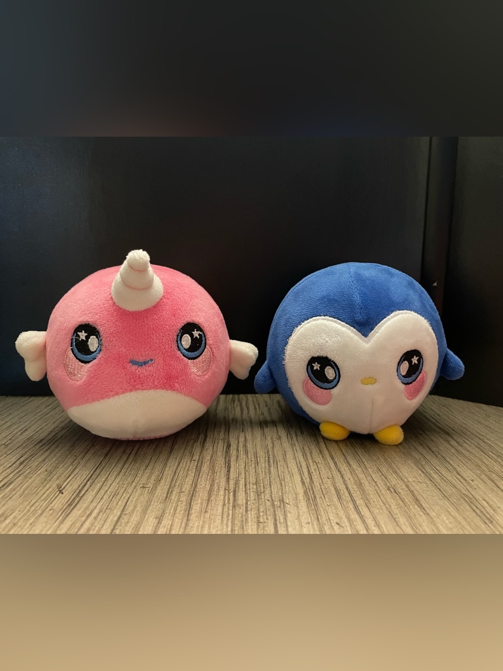 Squeezamals, set of 2, narwhal & penguin.